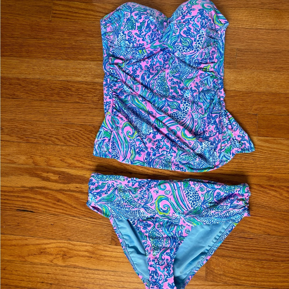 Lilly Pulitzer flamenco tankini We Mermaid It size 12 bottom size 8